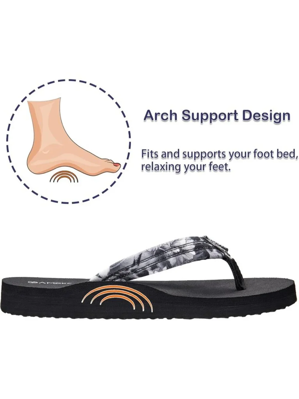Women's Floral Leopard Black Comfortable Flip Flops Summer Beach Thong Sandals